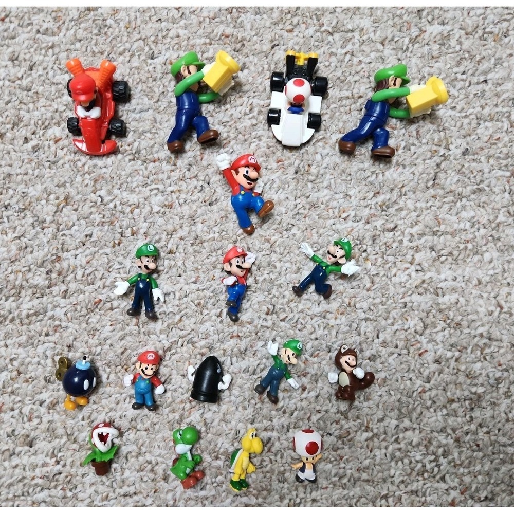 17pc Super Mario Action Figure Lot Luigi Yoshi Toad Kart Cake Toppers Nintendo